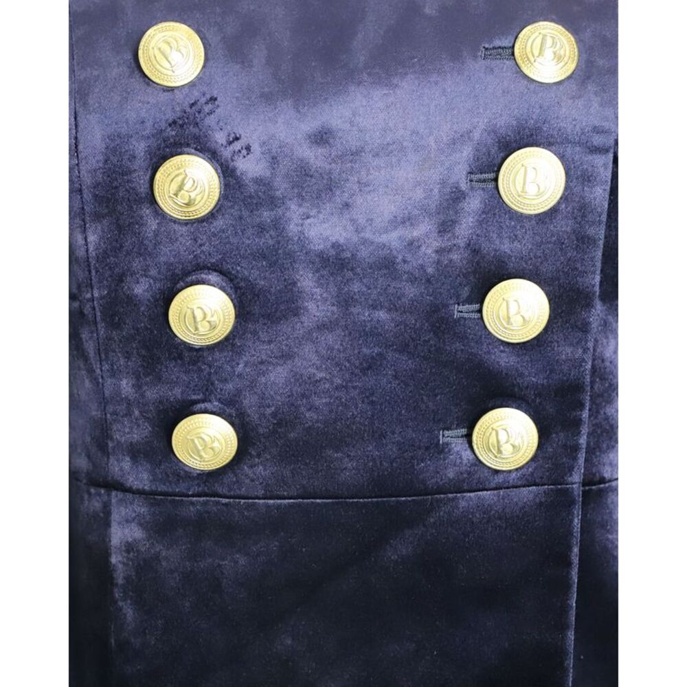 Pierre Balmain Military Blazer and Shorts Set in Blue Velvet - Picture 4 of 12
